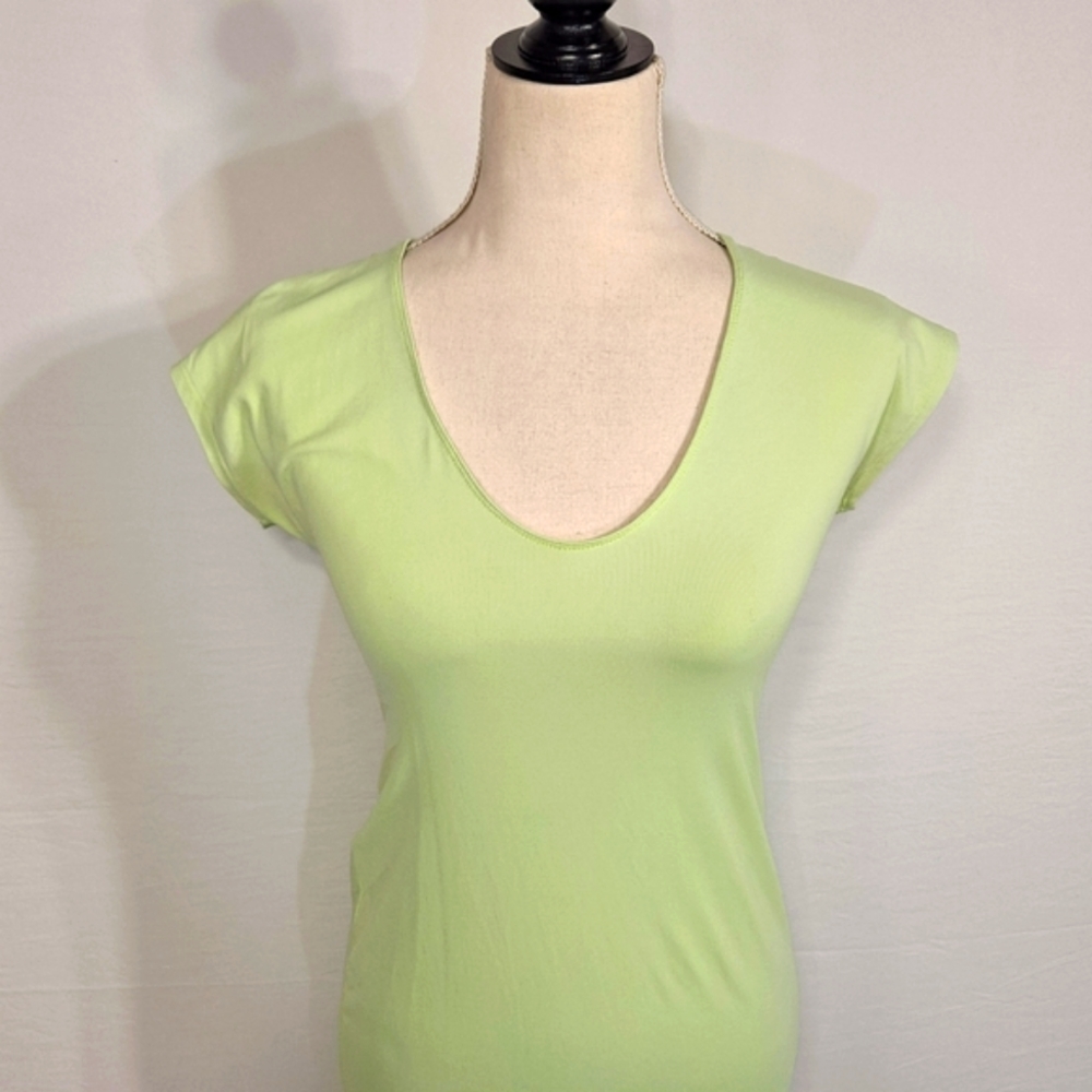 Fig Ocean Moss Green Gig V-Neck Capped Sleeve Dress
